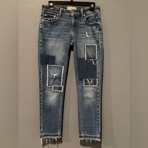 10 Crosby Derek Lam Mid-Rise Distressed Patchwork Jeans
